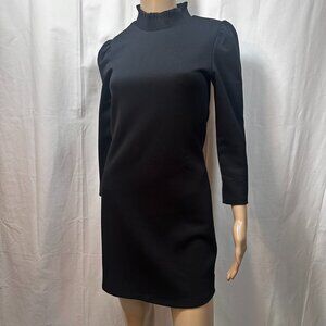MNG SZ 2 Black 3/4" Sleeve Mock Neck Mini Dress